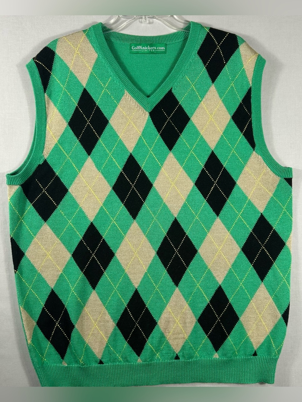 GolfKnickers Vest Mens XXL Green Black Wool Blend Sweater Preppy Golf